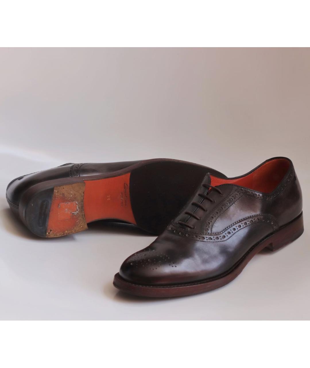 SANTONI Коричневые кожаные брогги и оксфорды, фото 8