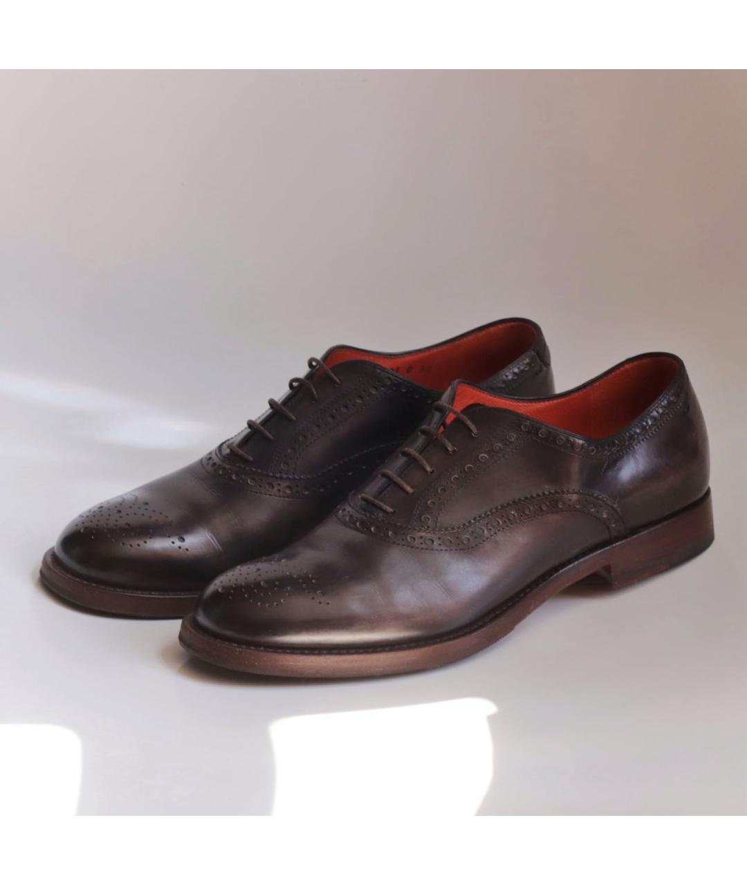 SANTONI Коричневые кожаные брогги и оксфорды, фото 4