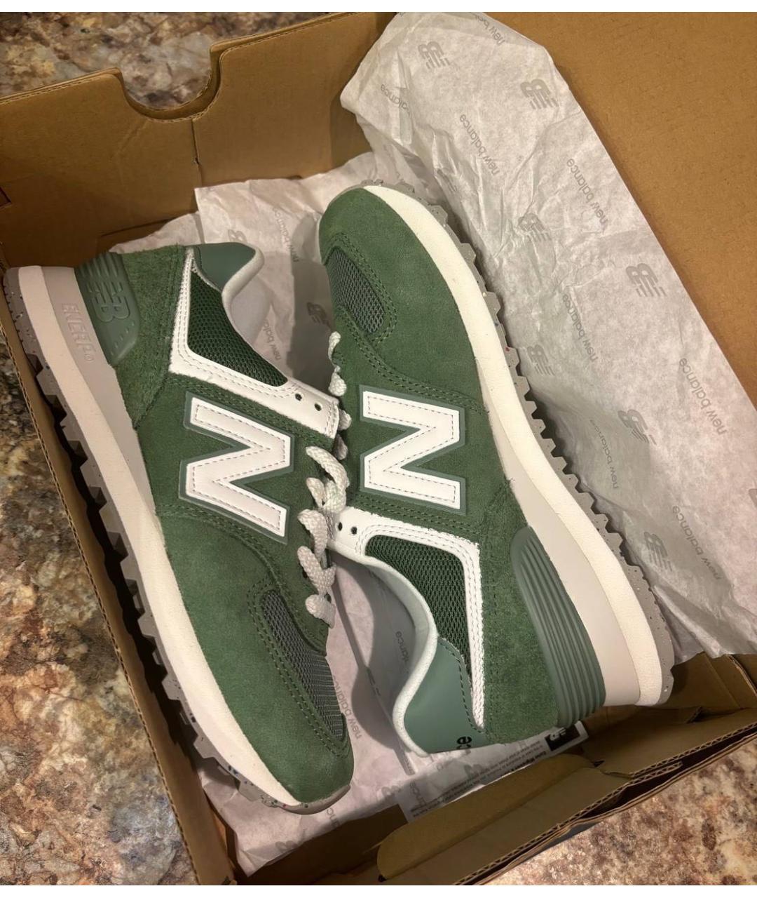 NEW BALANCE Зеленые замшевые кроссовки, фото 2