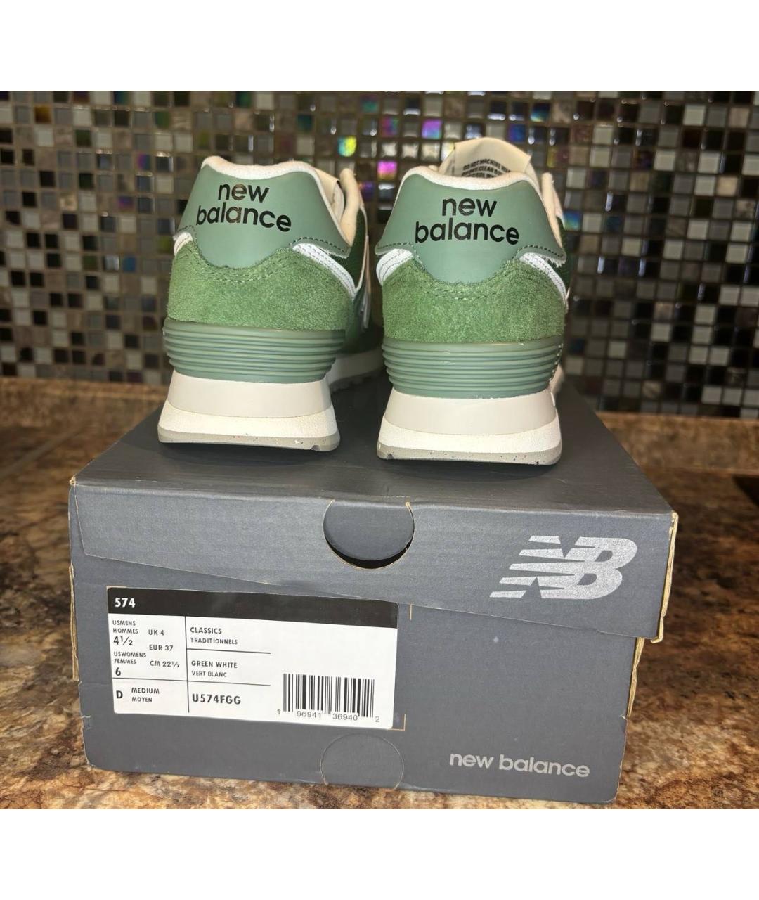 NEW BALANCE Зеленые замшевые кроссовки, фото 4