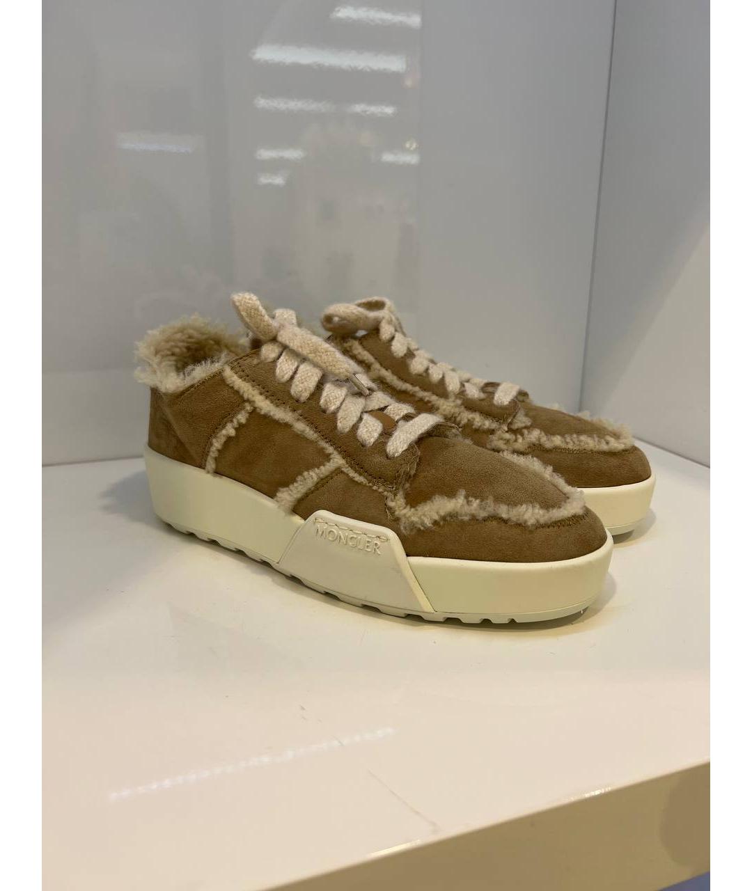 MONCLER Коричневые кроссовки, фото 4
