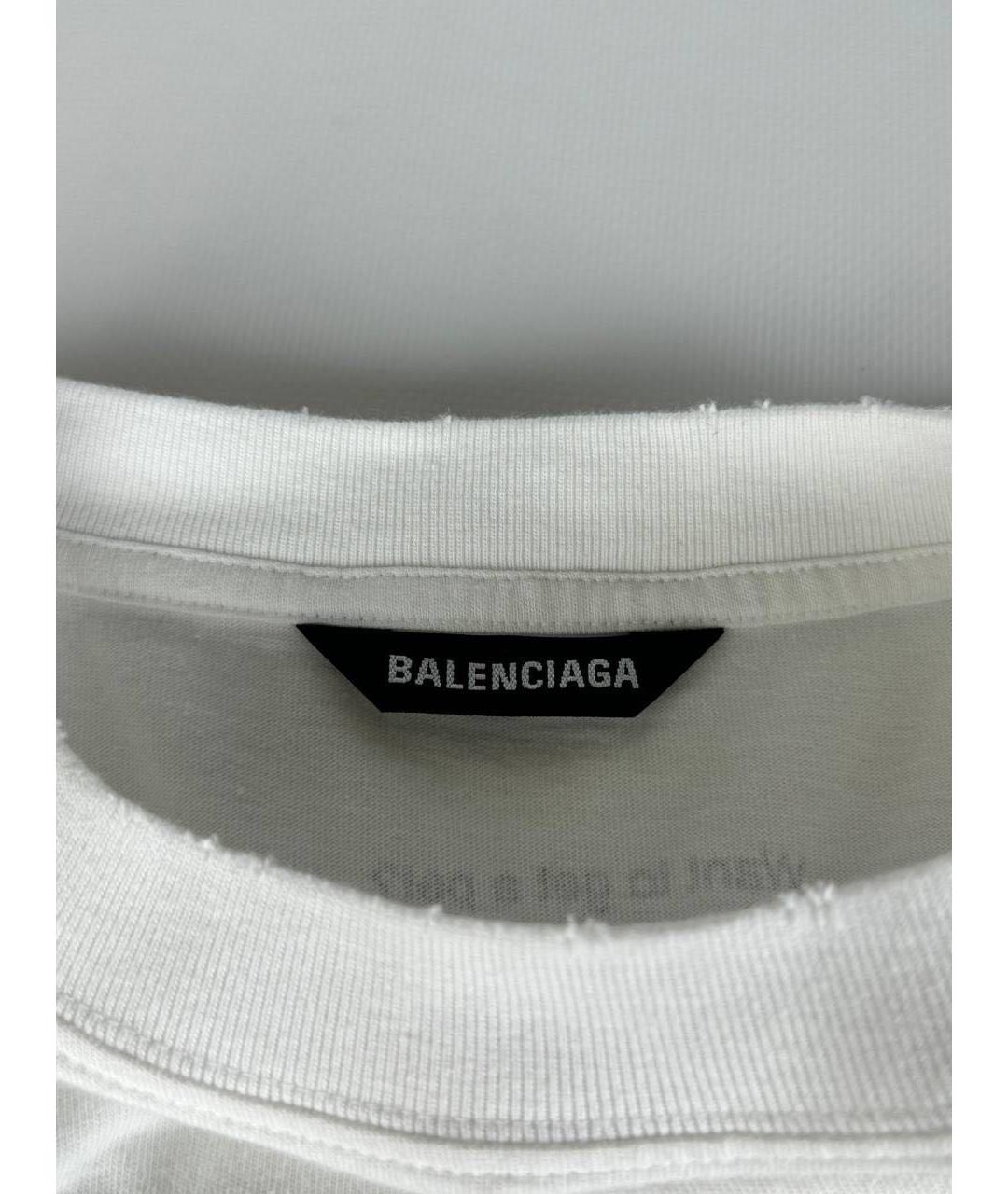 BALENCIAGA Белая хлопковая футболка, фото 7