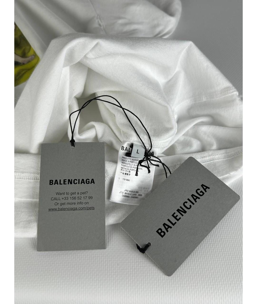 BALENCIAGA Белая хлопковая футболка, фото 4