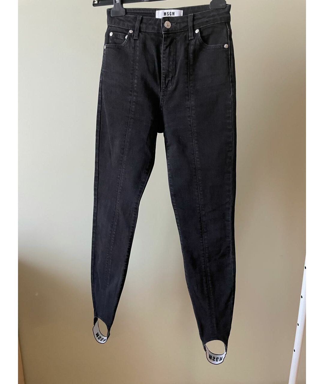 MSGM Черные хлопко-эластановые джинсы слим, фото 5