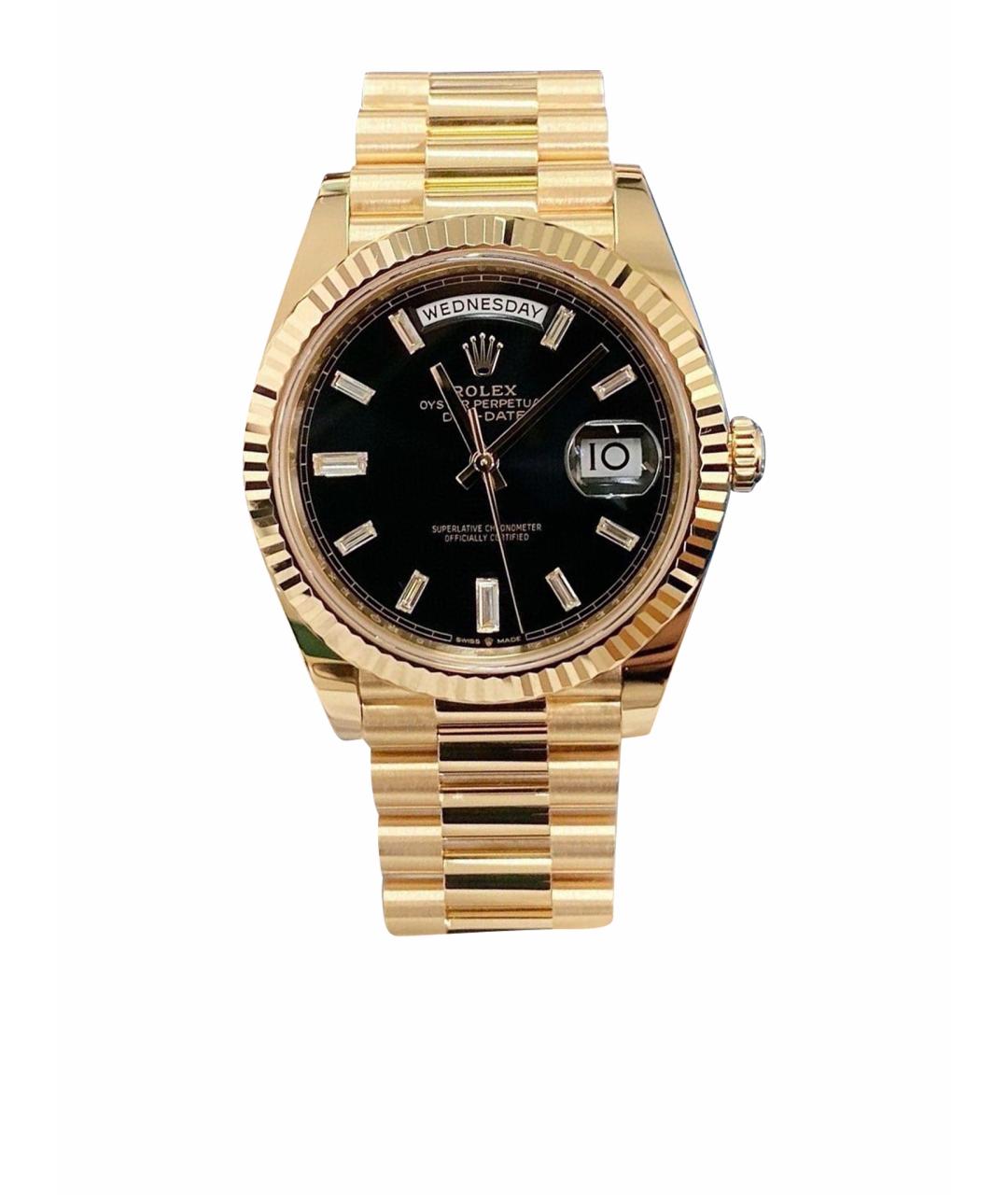 ROLEX Черные часы из желтого золота, фото 1