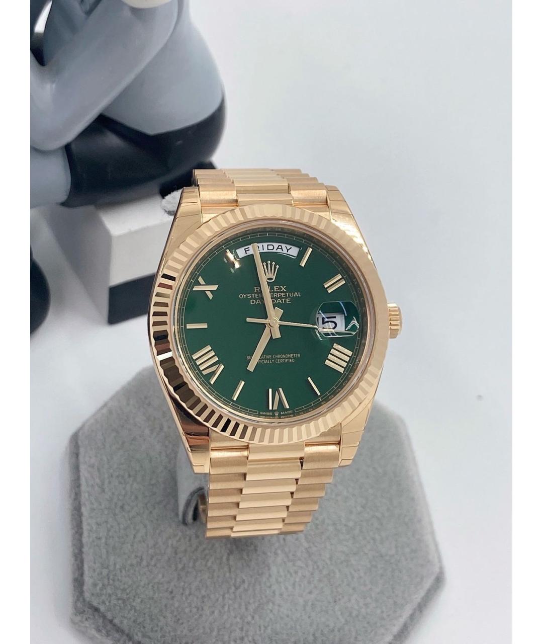 ROLEX Зеленые часы из желтого золота, фото 3