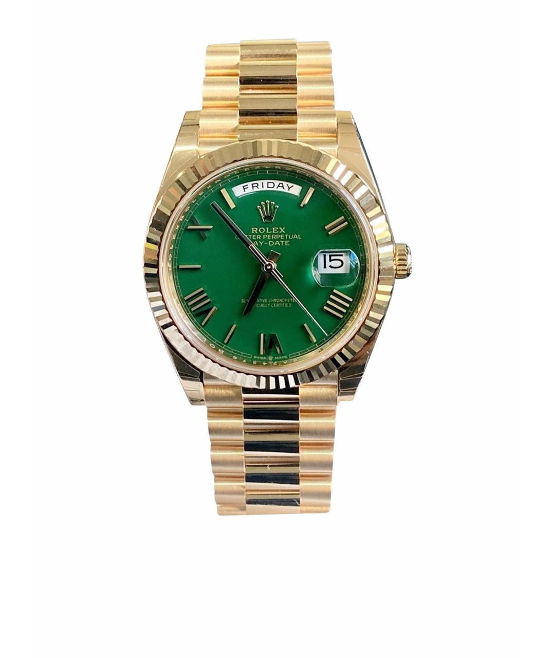 ROLEX Зеленые часы из желтого золота, фото 1