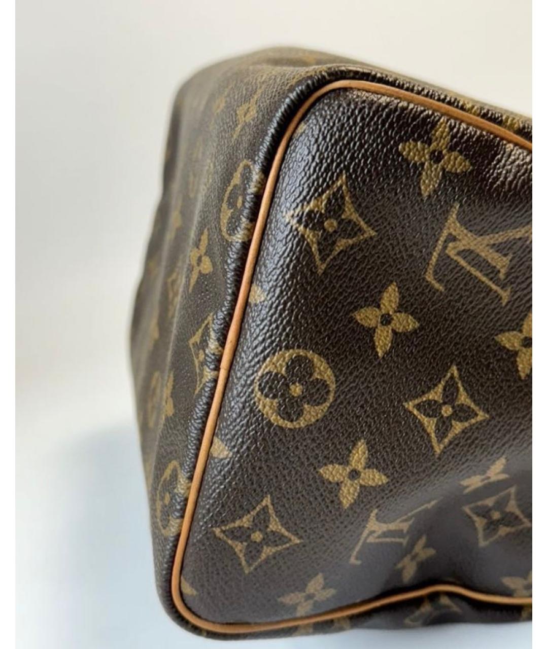 LOUIS VUITTON Коричневая кожаная сумка с короткими ручками, фото 3