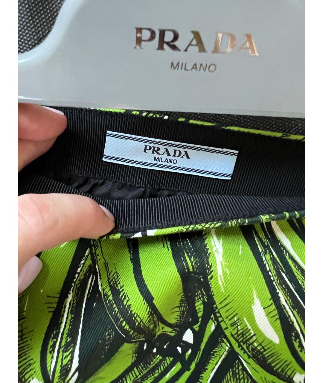 PRADA Зеленая хлопковая юбка миди, фото 3