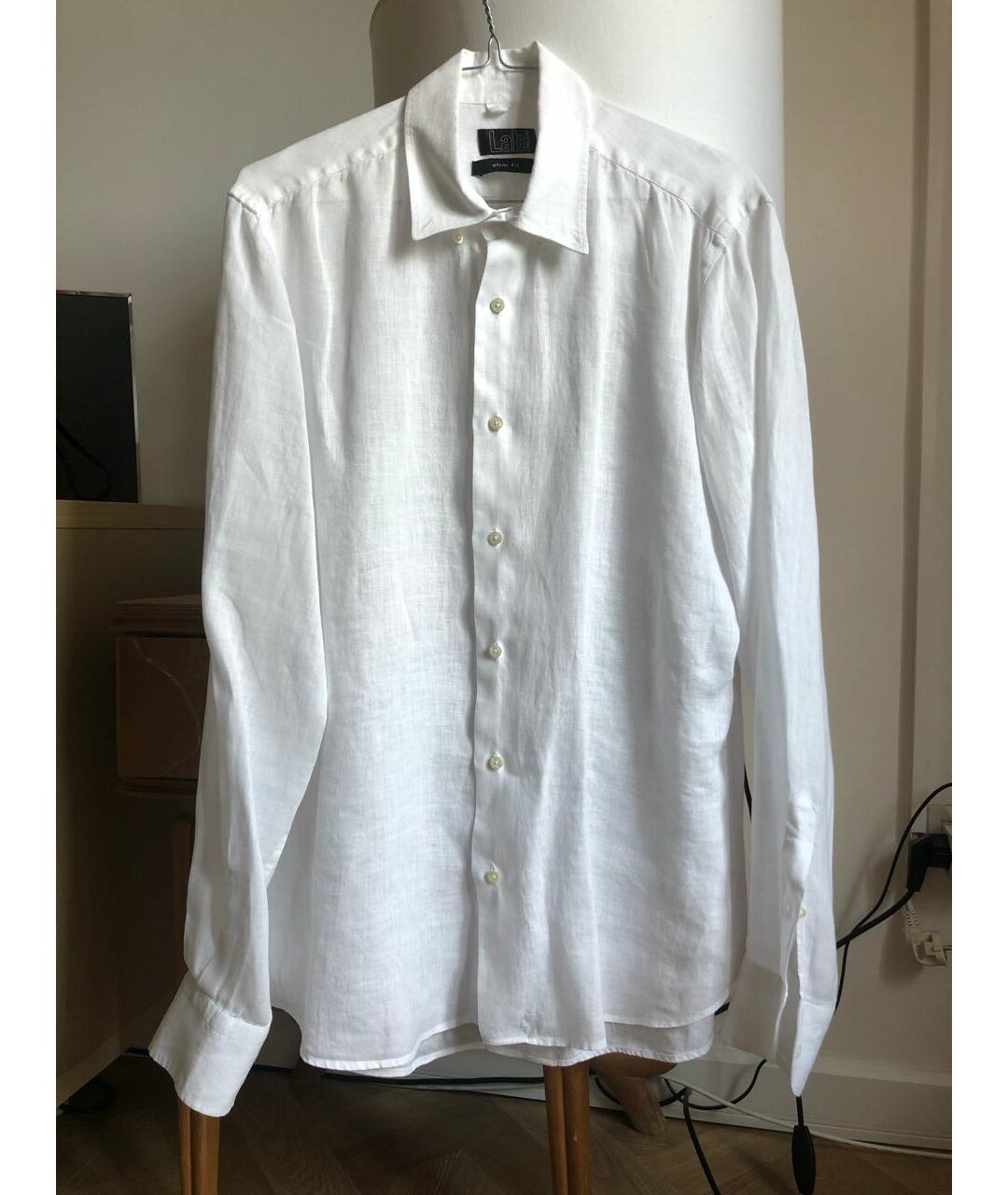 PAL ZILERI Белая льняная кэжуал рубашка, фото 6