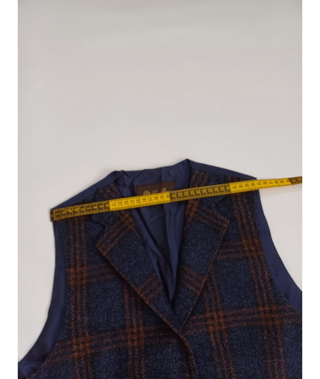 LORO PIANA Темно-синяя шерстяная жилетка, фото 7
