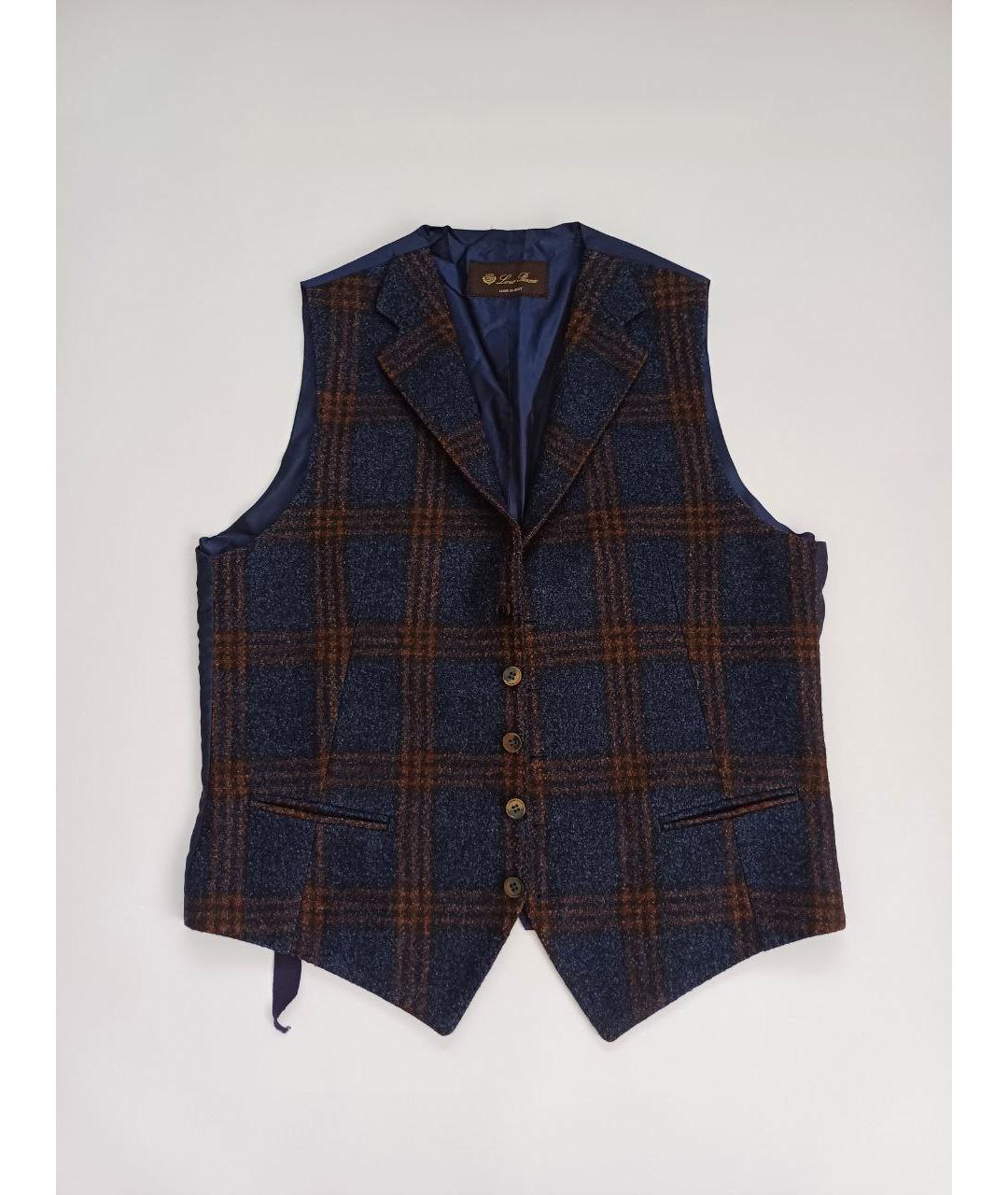 LORO PIANA Темно-синяя шерстяная жилетка, фото 9