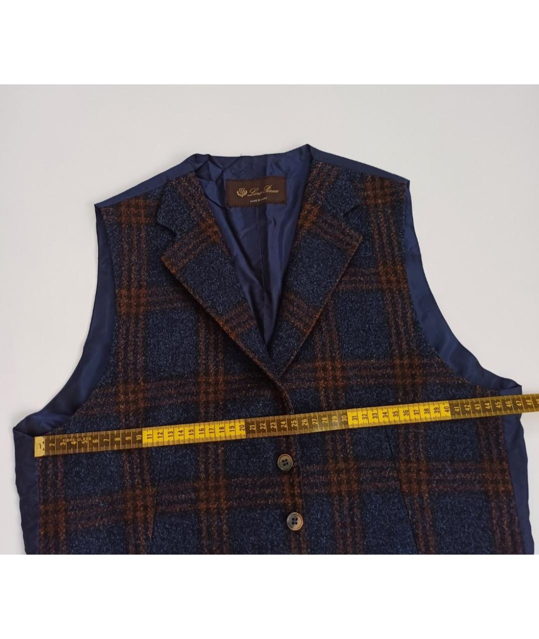 LORO PIANA Темно-синяя шерстяная жилетка, фото 8
