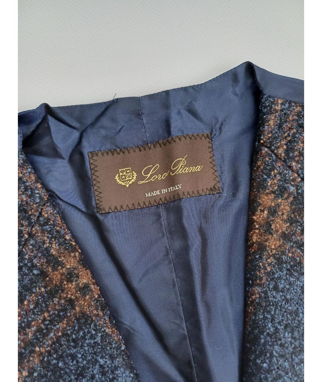 LORO PIANA Темно-синяя шерстяная жилетка, фото 3
