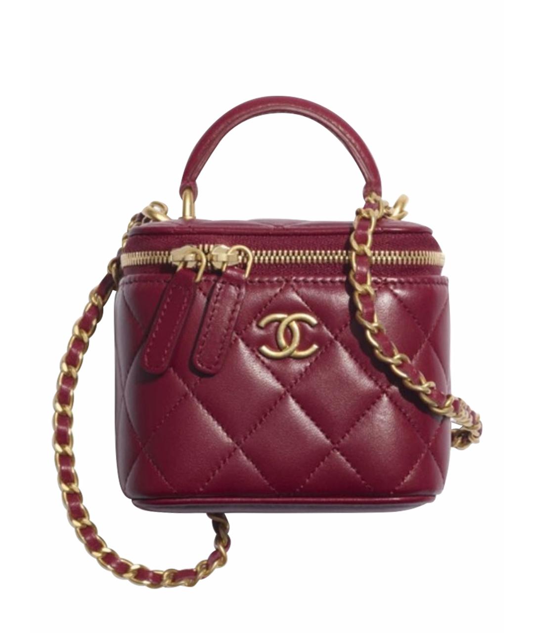 CHANEL Бордовая кожаная сумка с короткими ручками, фото 1