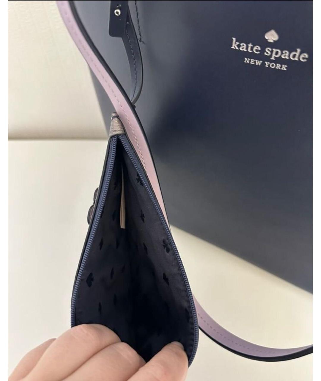 KATE SPADE Темно-синяя кожаная сумка тоут, фото 7