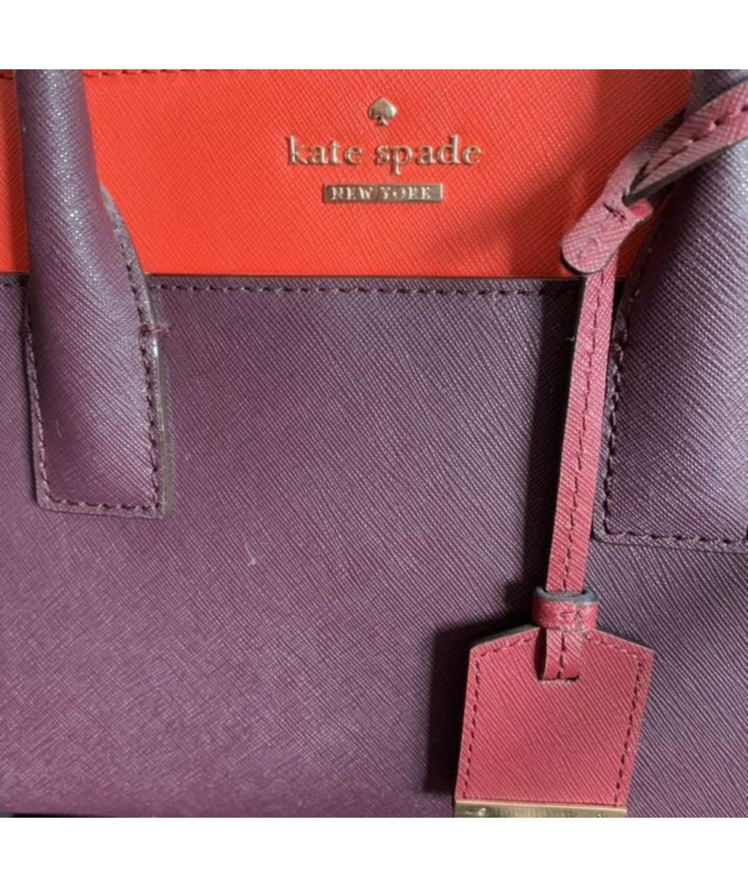 KATE SPADE Бордовая кожаная сумка с короткими ручками, фото 5