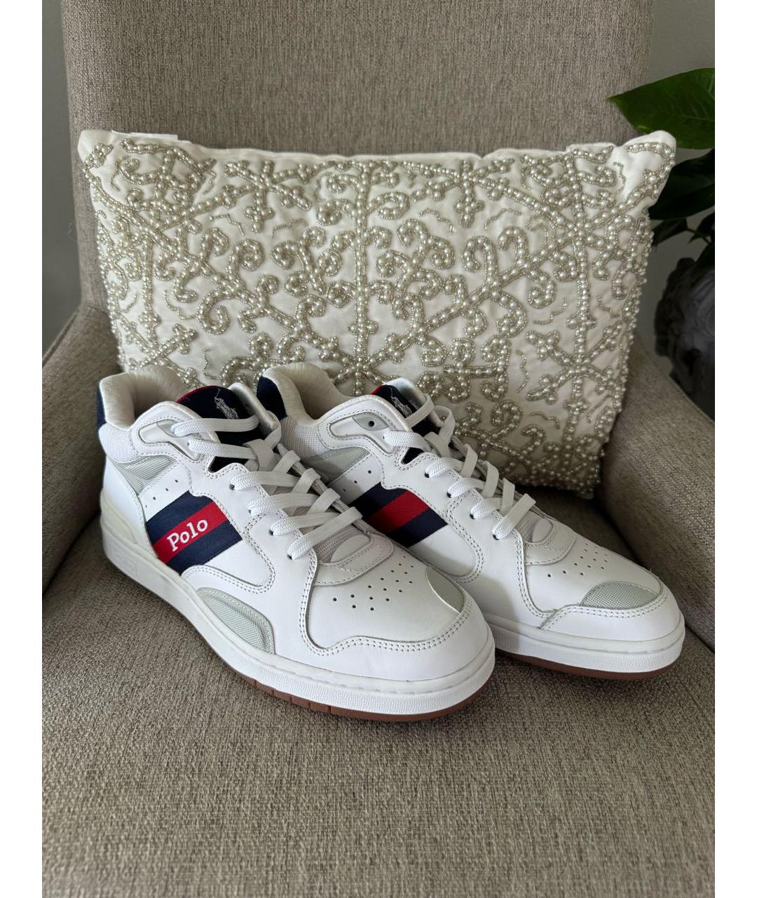 POLO RALPH LAUREN Белые кожаные высокие кроссовки / кеды, фото 2
