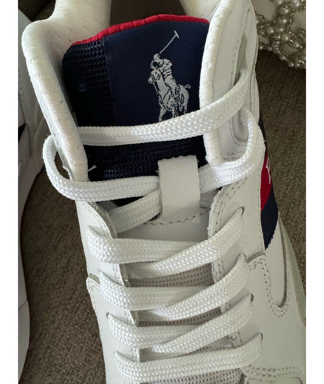 POLO RALPH LAUREN Белые кожаные высокие кроссовки / кеды, фото 7