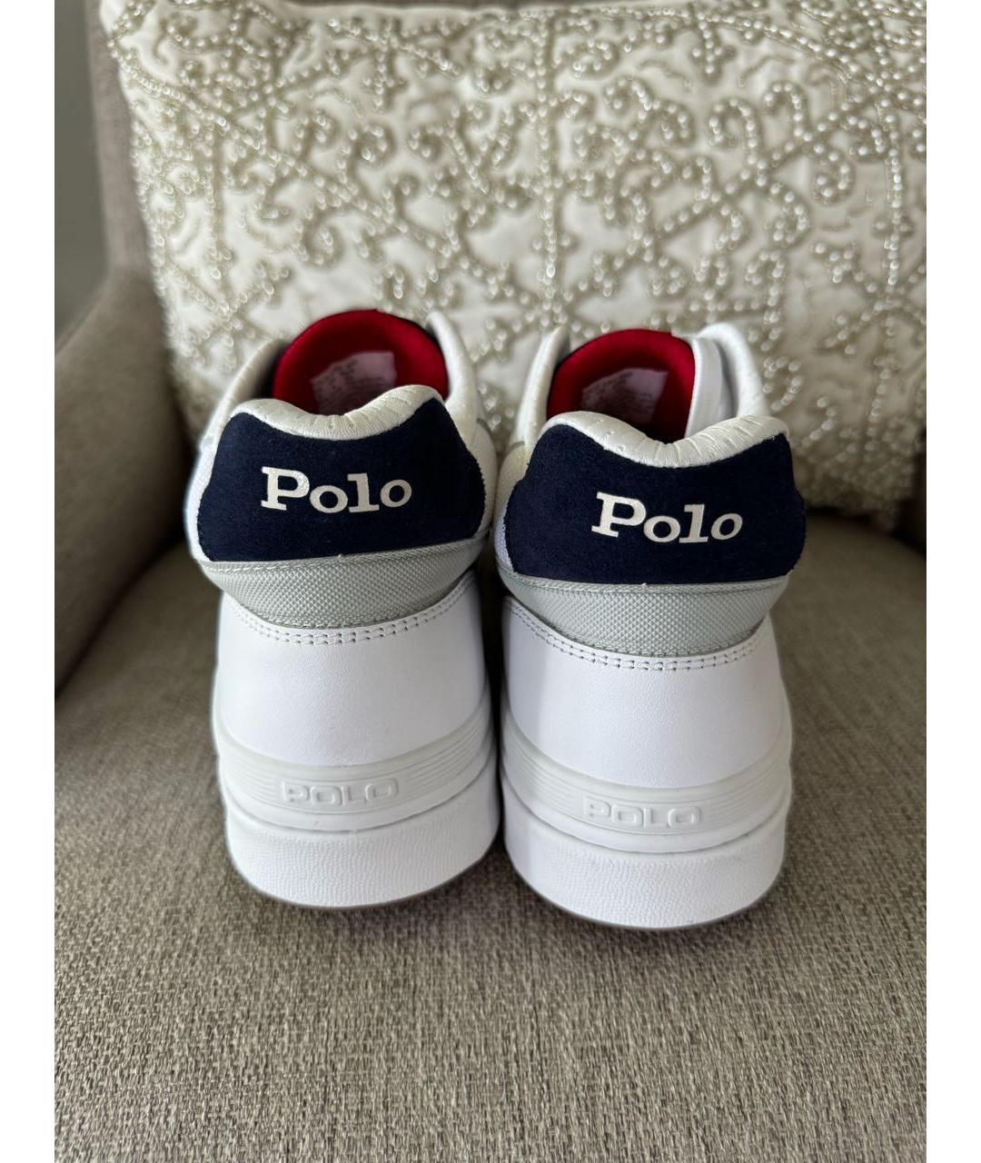 POLO RALPH LAUREN Белые кожаные высокие кроссовки / кеды, фото 3