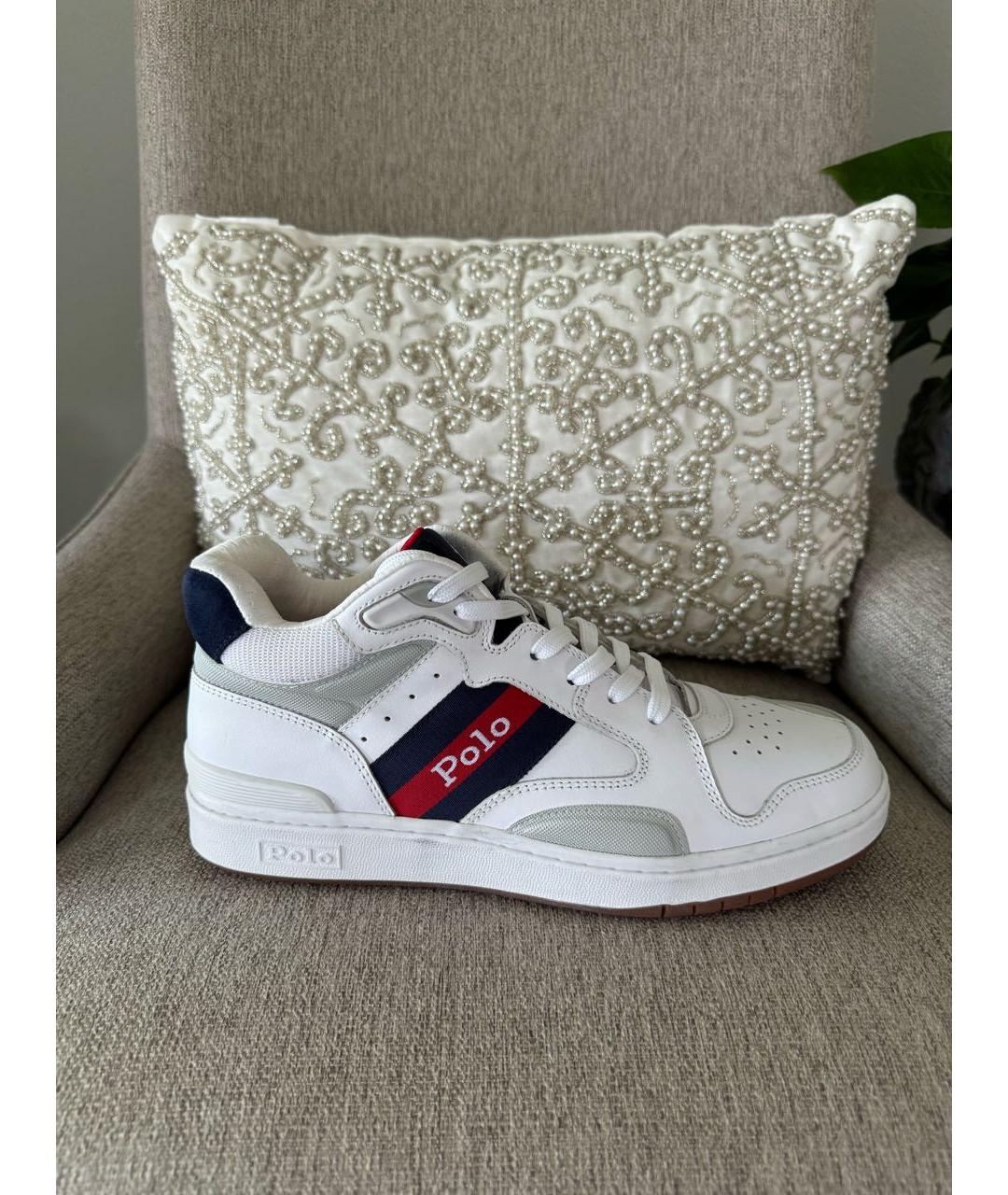 POLO RALPH LAUREN Белые кожаные высокие кроссовки / кеды, фото 9