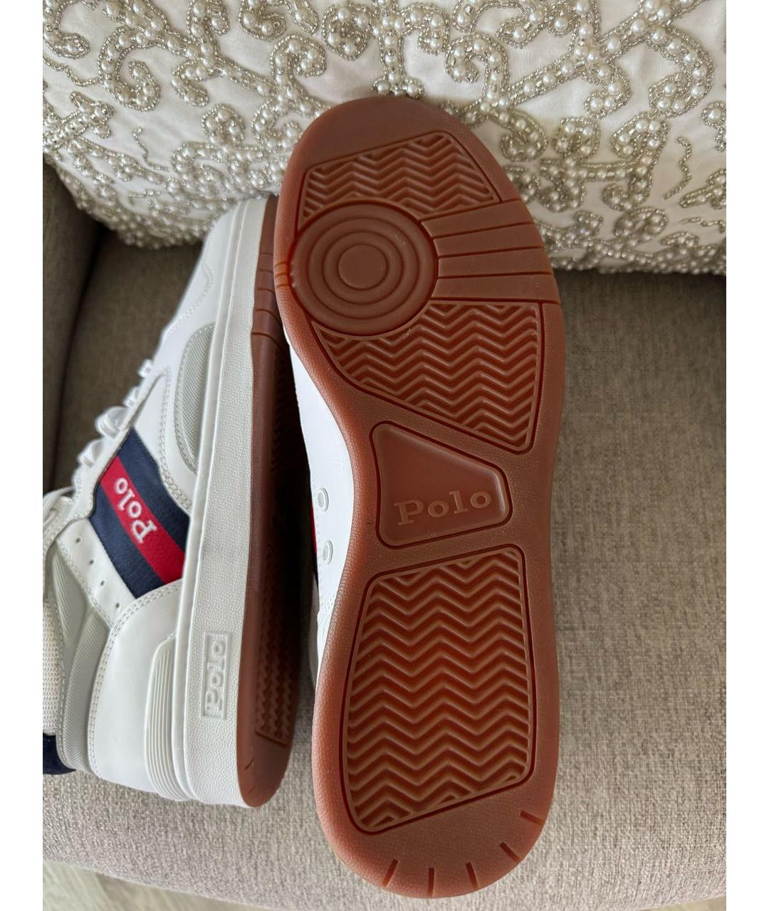 POLO RALPH LAUREN Белые кожаные высокие кроссовки / кеды, фото 8