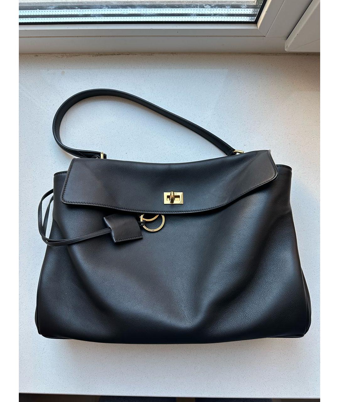 BALENCIAGA Черная кожаная сумка через плечо, фото 6