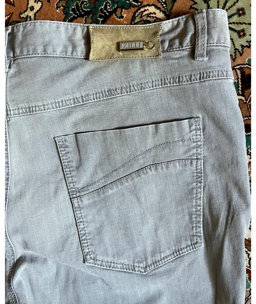 ZILLI Серые хлопковые прямые джинсы, фото 8