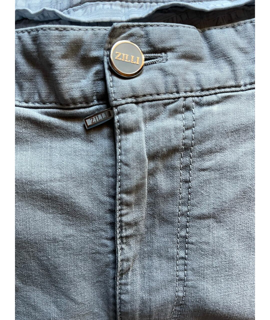 ZILLI Серые хлопковые прямые джинсы, фото 4