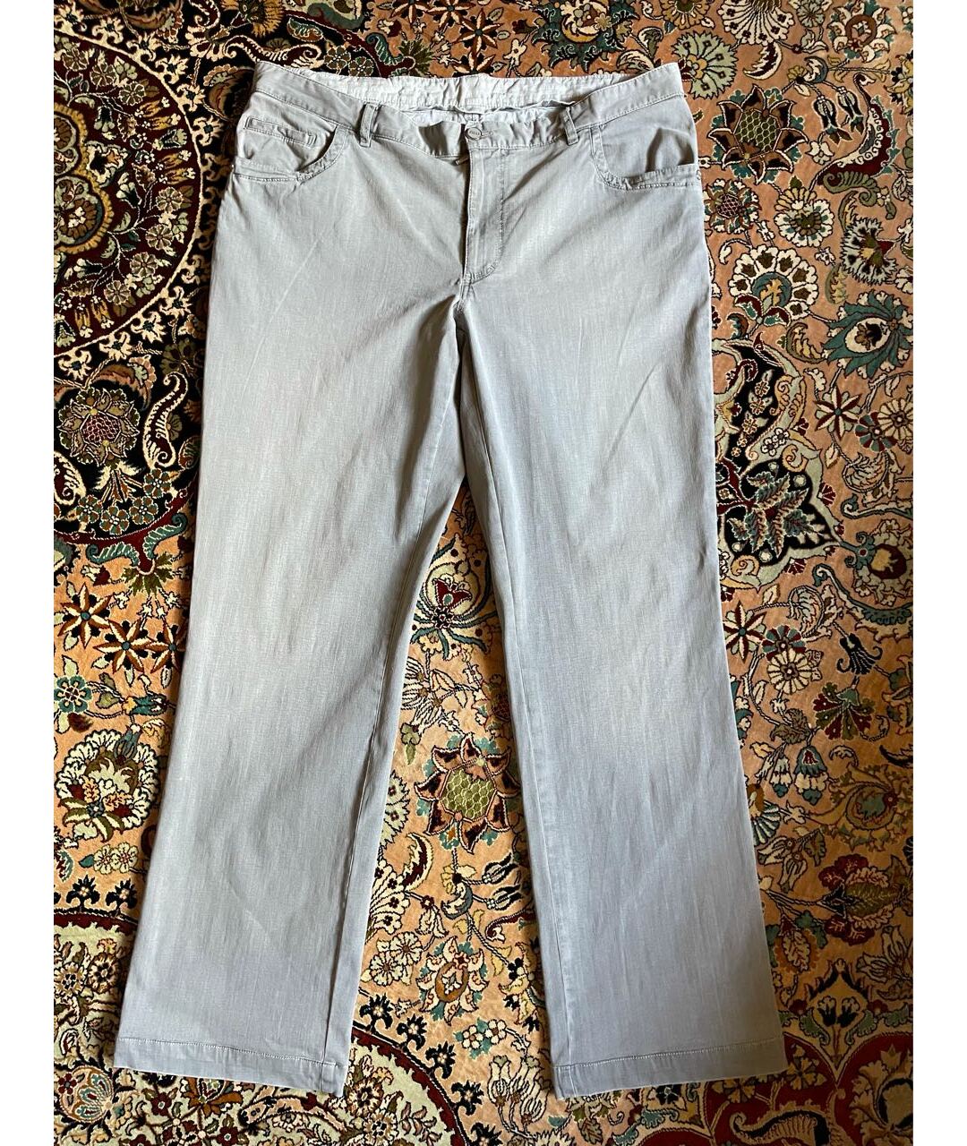 ZILLI Серые хлопковые прямые джинсы, фото 9