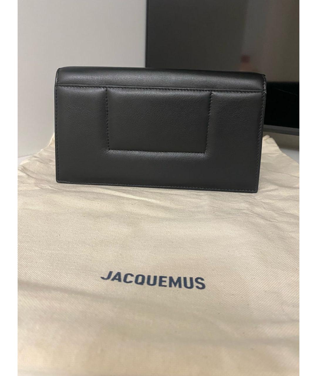 JACQUEMUS Черная кожаная сумка через плечо, фото 2