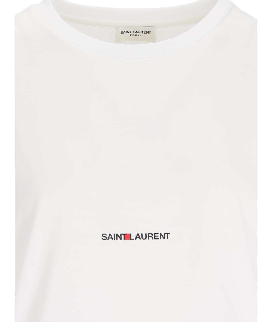 SAINT LAURENT Белая хлопковая футболка, фото 3