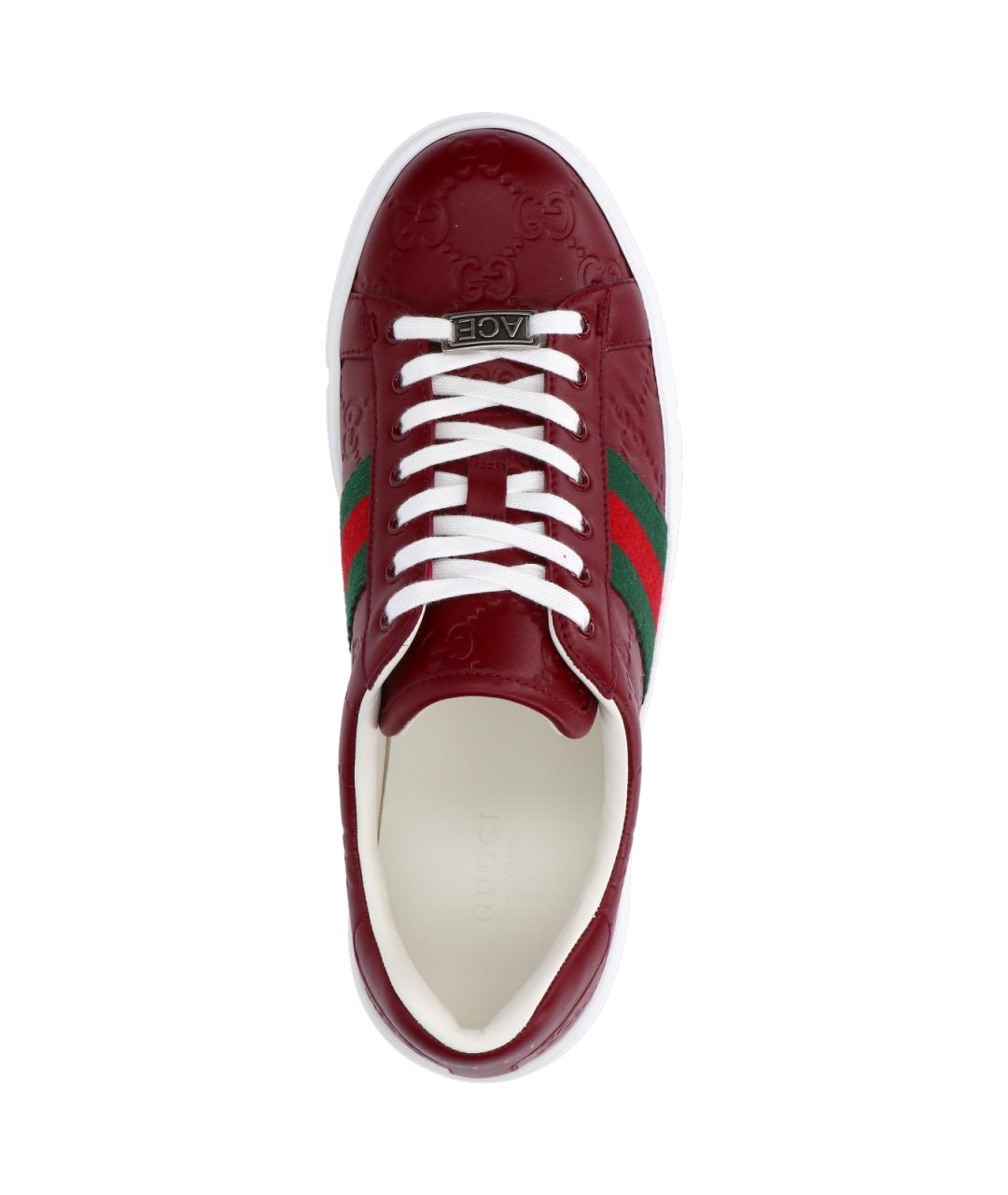 GUCCI Бордовые кожаные кеды, фото 5