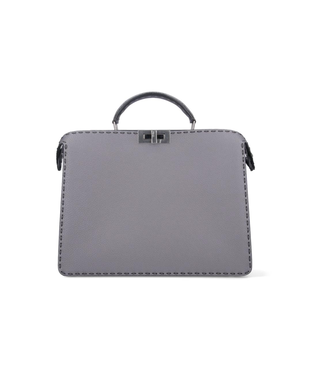 FENDI Серый кожаный портфель, фото 1