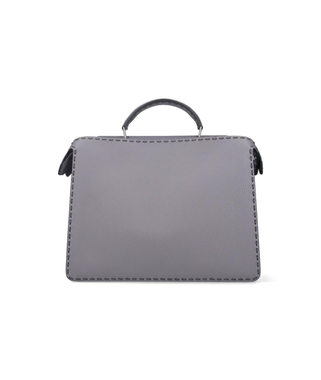 FENDI Серый кожаный портфель, фото 3