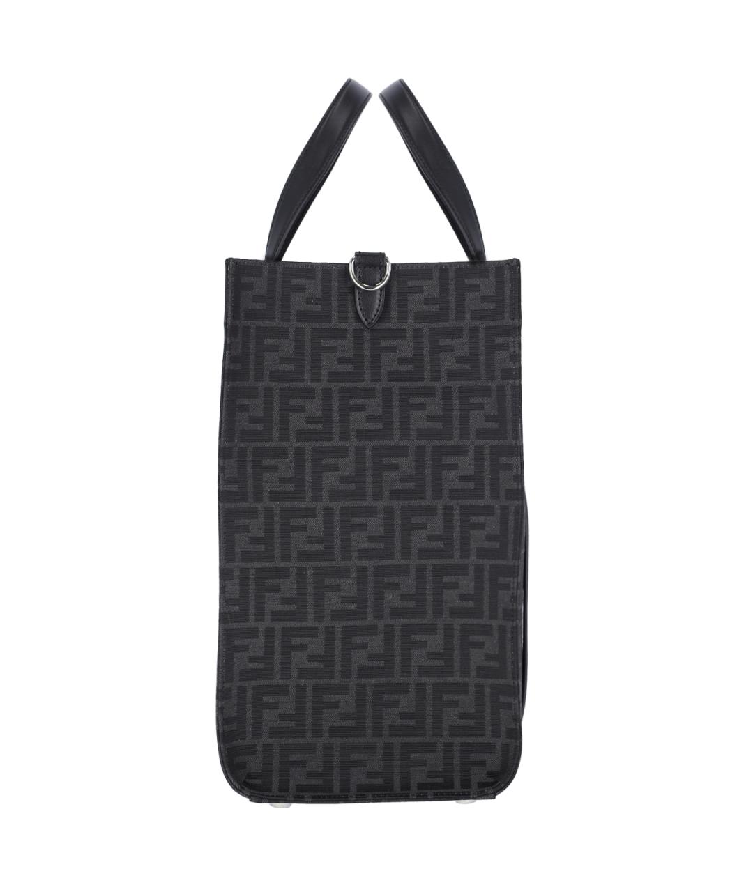 FENDI Черная синтетическая сумка тоут, фото 5