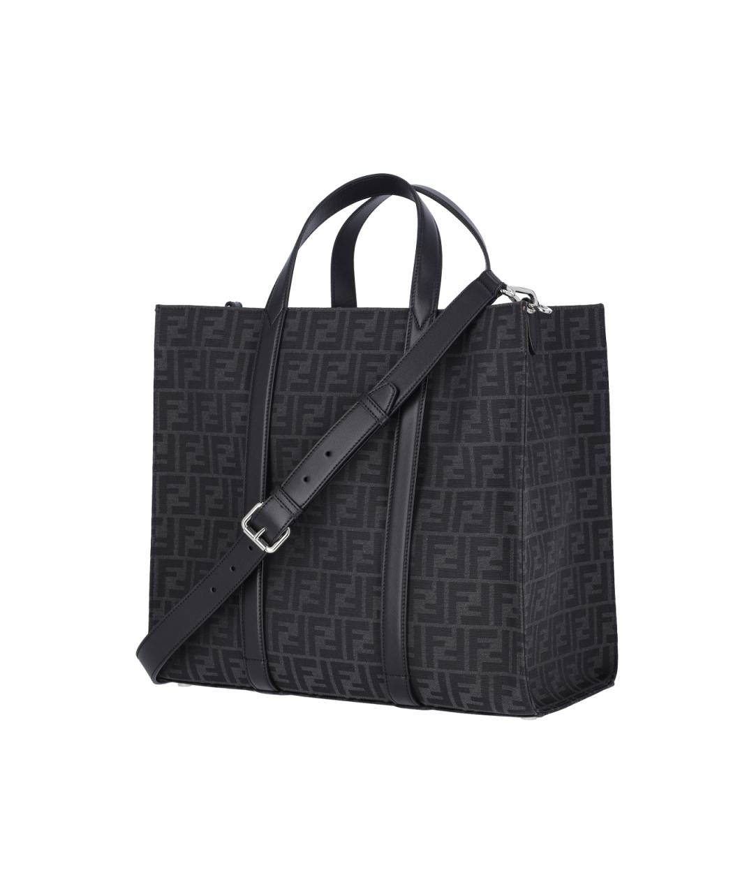 FENDI Черная синтетическая сумка тоут, фото 2