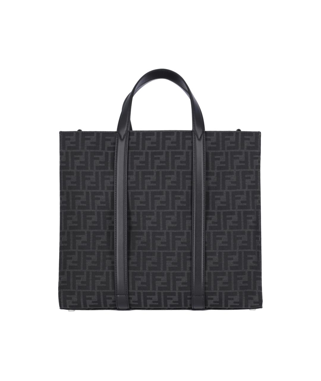 FENDI Черная синтетическая сумка тоут, фото 1