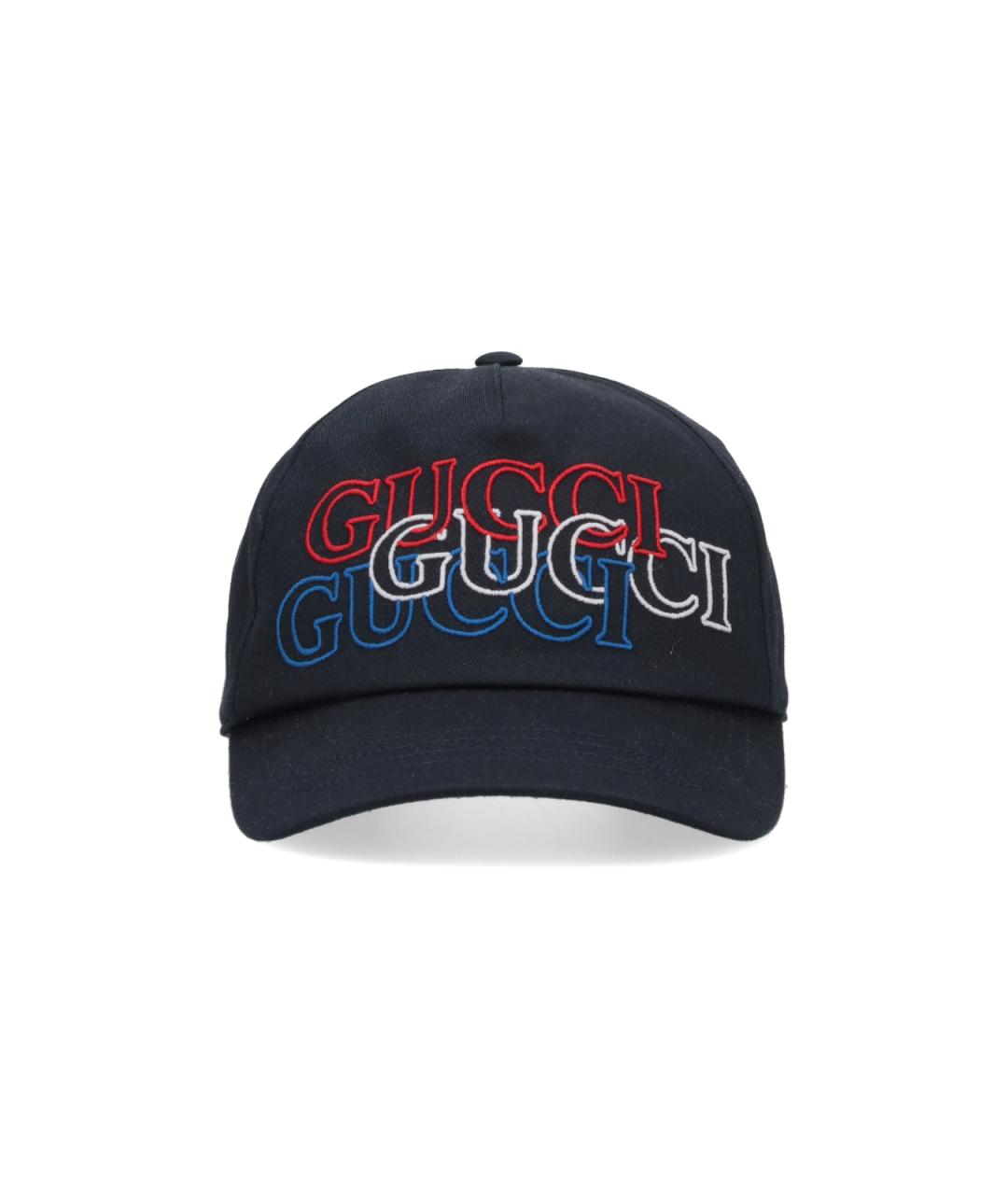 GUCCI Темно-синяя хлопковая кепка/бейсболка, фото 1