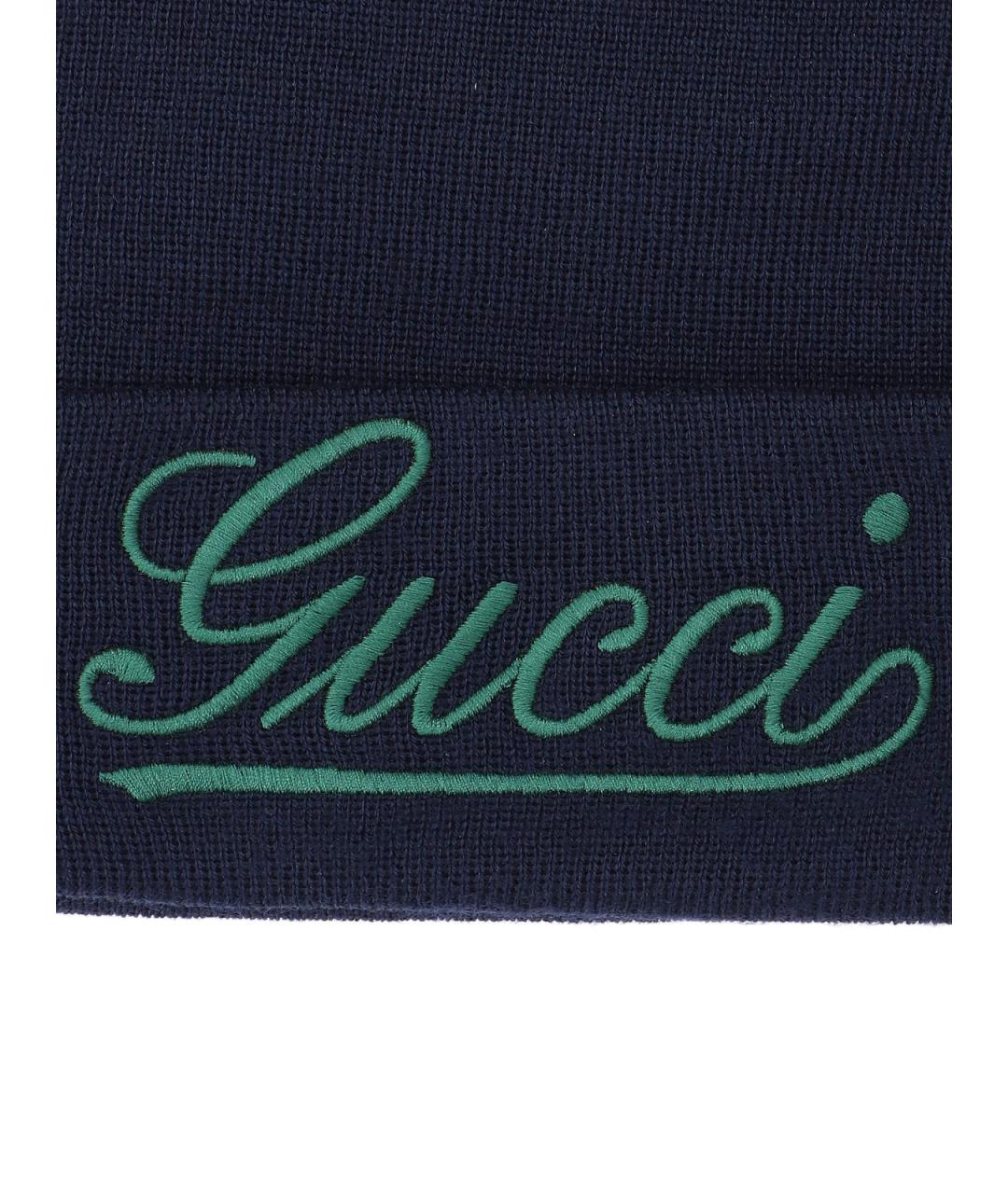 GUCCI Темно-синяя шерстяная шапка, фото 3