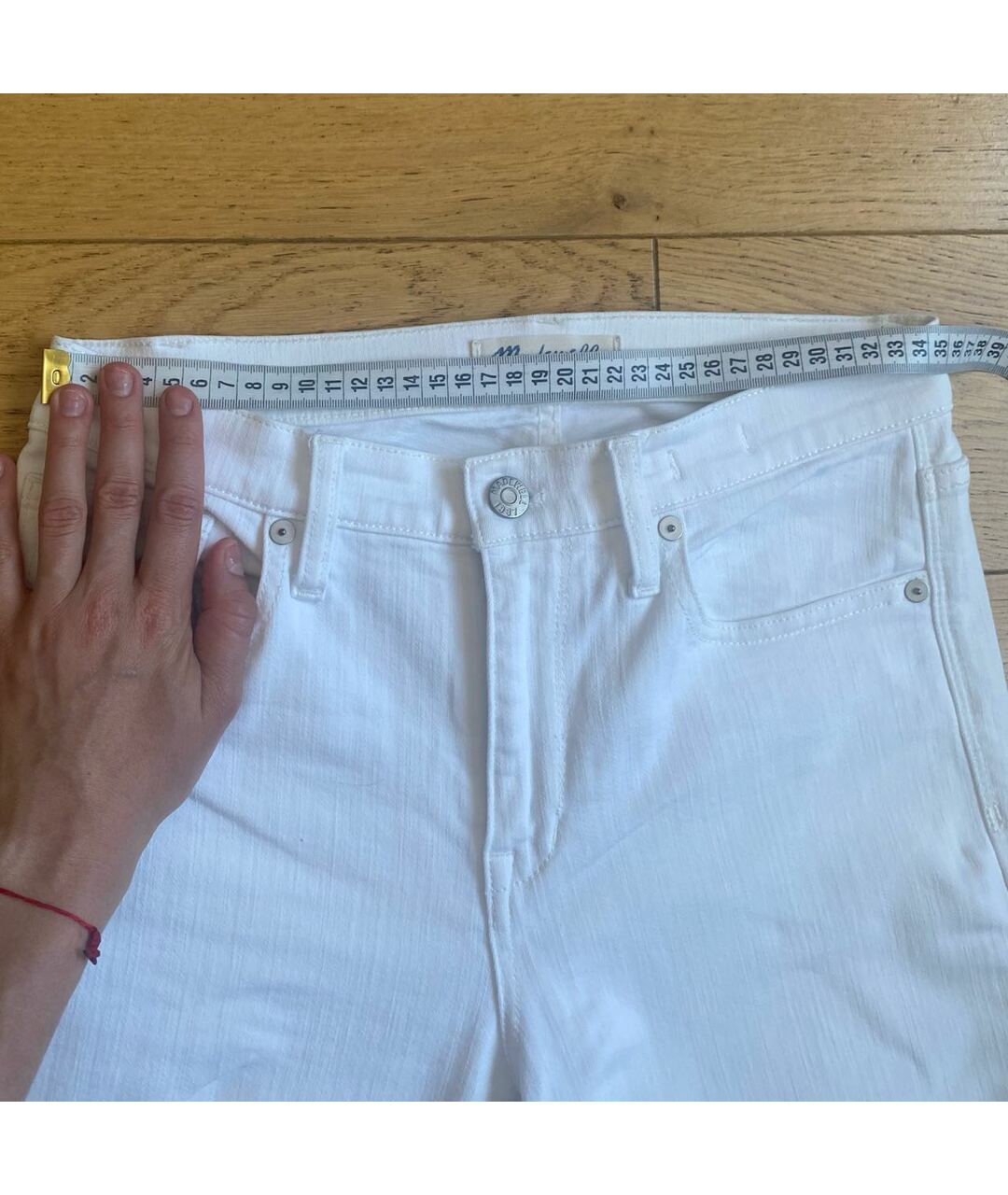 MADEWELL Белые хлопко-эластановые брюки узкие, фото 3