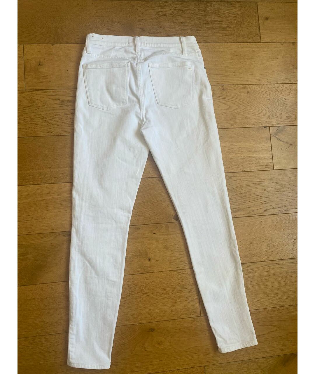 MADEWELL Белые хлопко-эластановые брюки узкие, фото 6