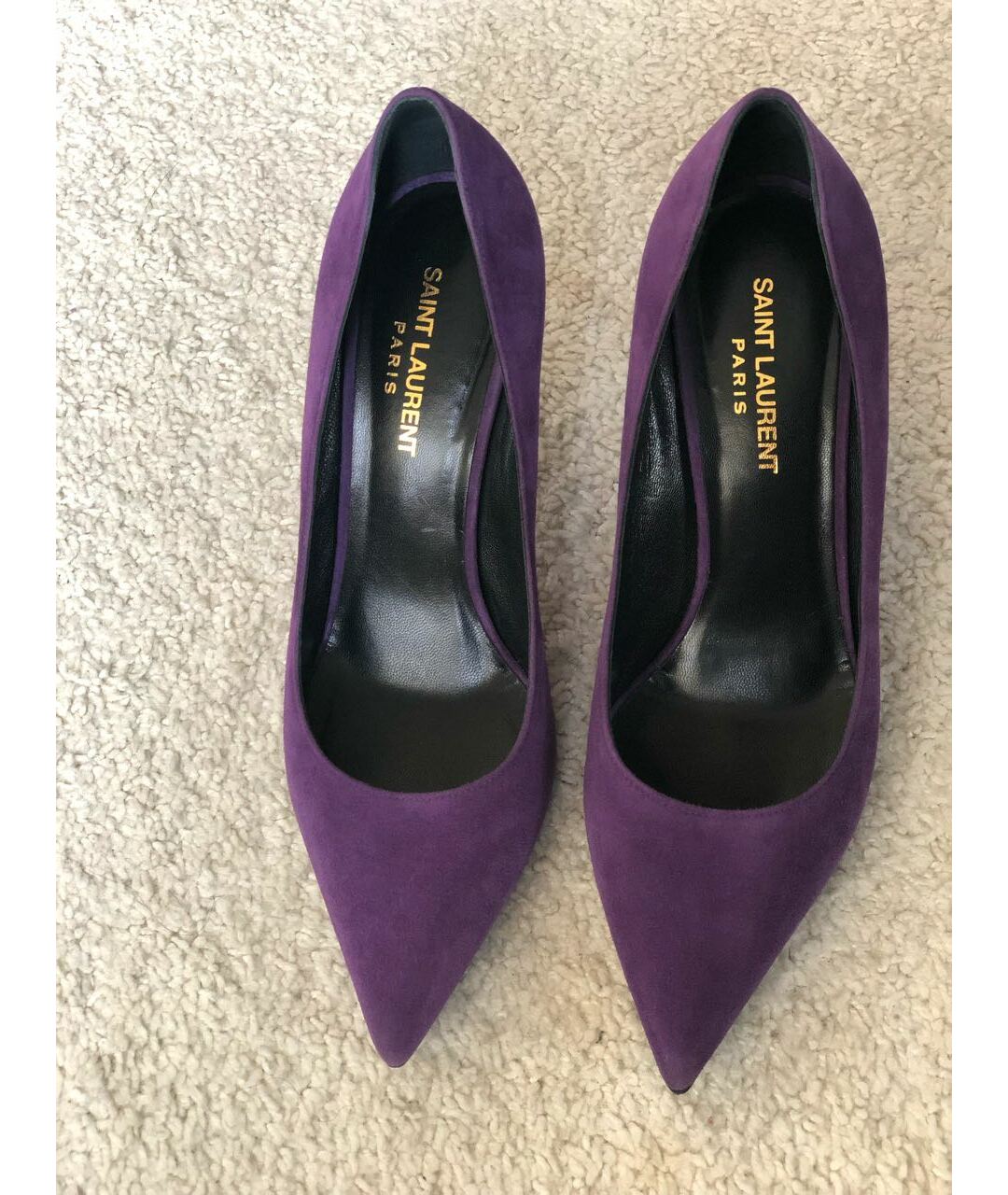 SAINT LAURENT Фиолетовые замшевые туфли, фото 4