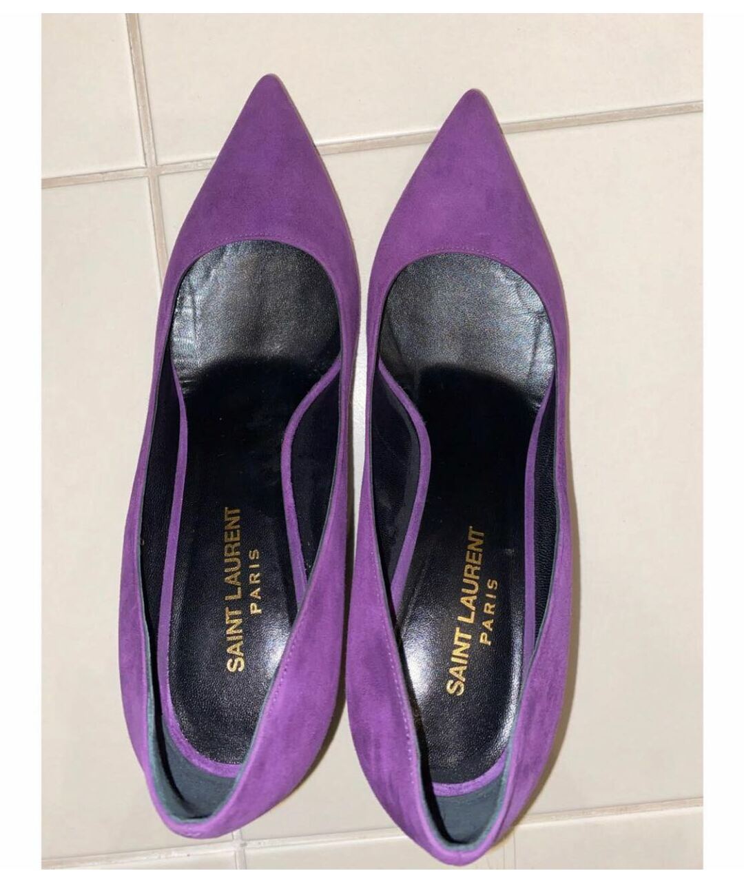 SAINT LAURENT Фиолетовые замшевые туфли, фото 8