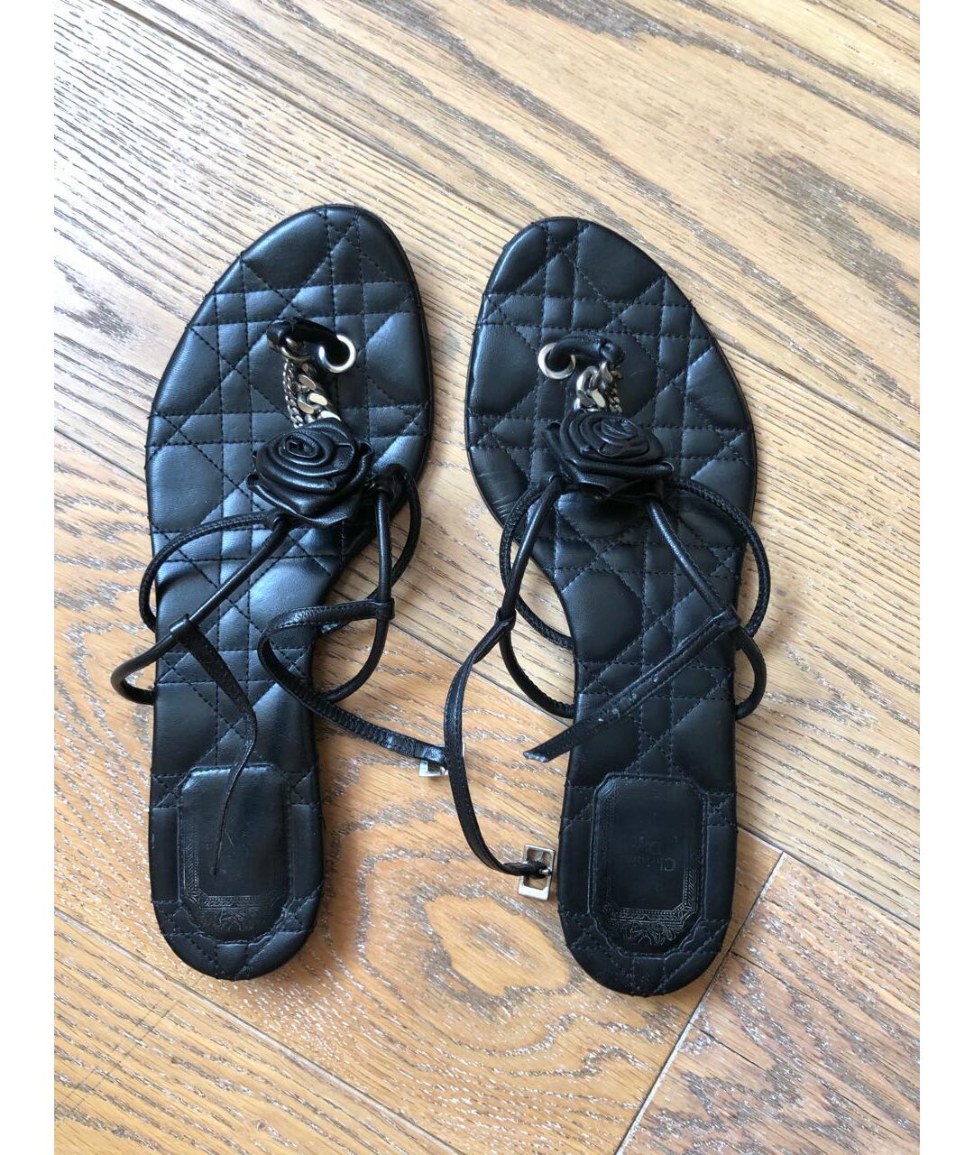 CHRISTIAN DIOR PRE-OWNED Черные кожаные сандалии, фото 4