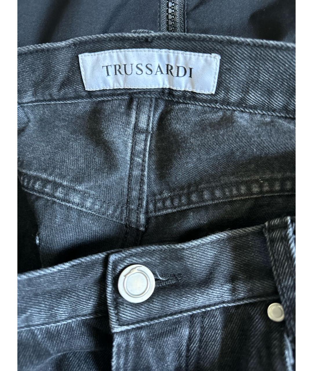 TRUSSARDI Черные хлопковые прямые джинсы, фото 3