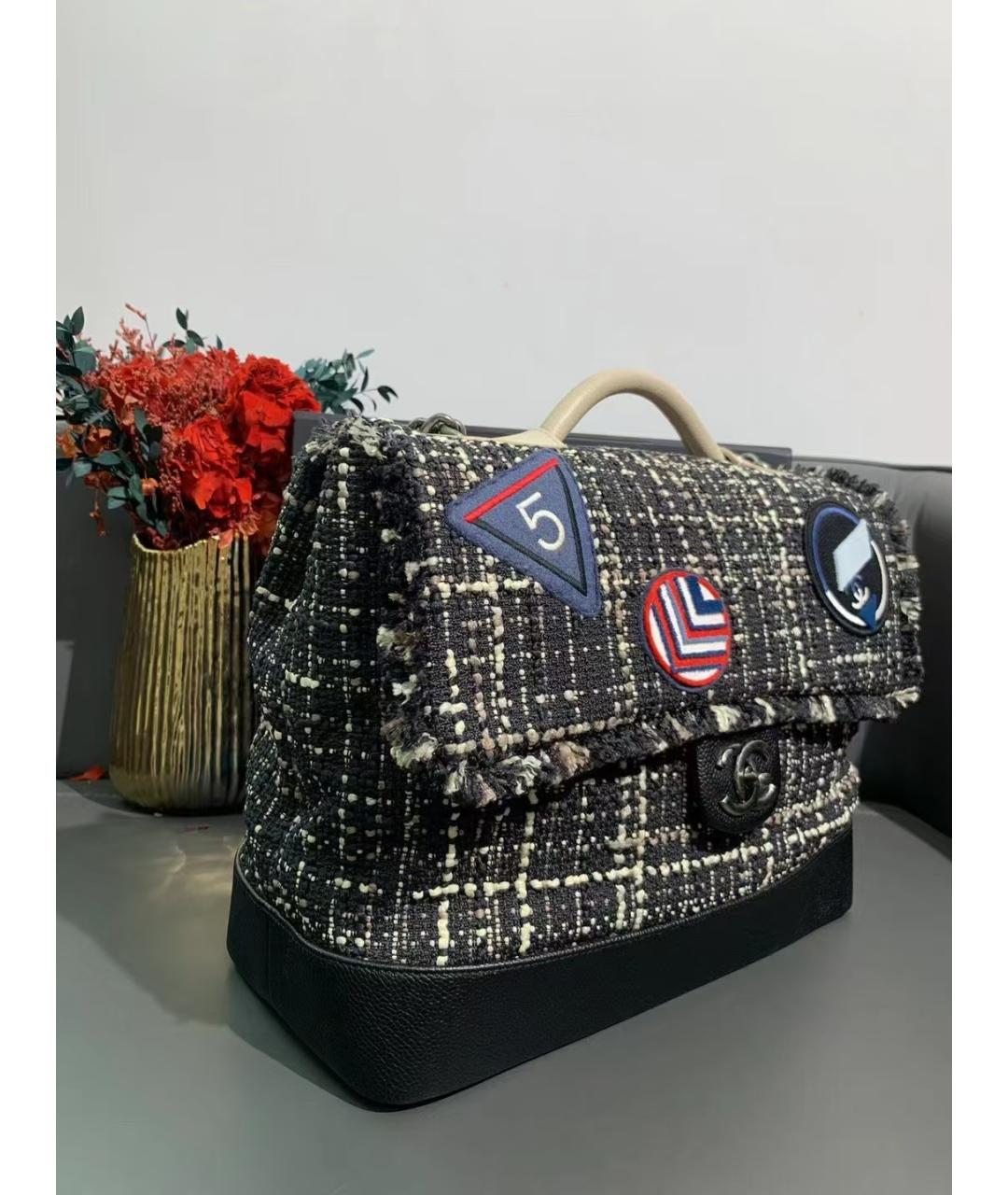 CHANEL Черная твидовая сумка через плечо, фото 3