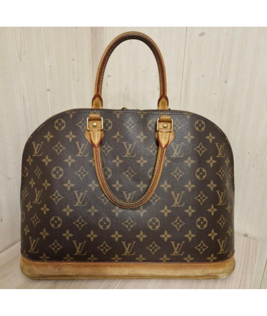 LOUIS VUITTON Коричневая кожаная сумка с короткими ручками, фото 2