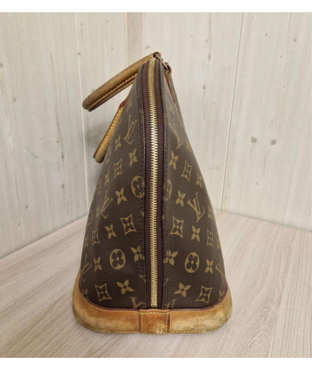 LOUIS VUITTON Коричневая кожаная сумка с короткими ручками, фото 4