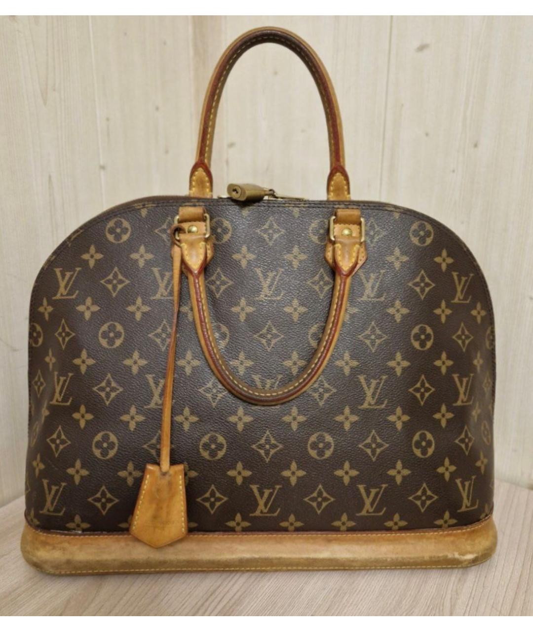 LOUIS VUITTON Коричневая кожаная сумка с короткими ручками, фото 8